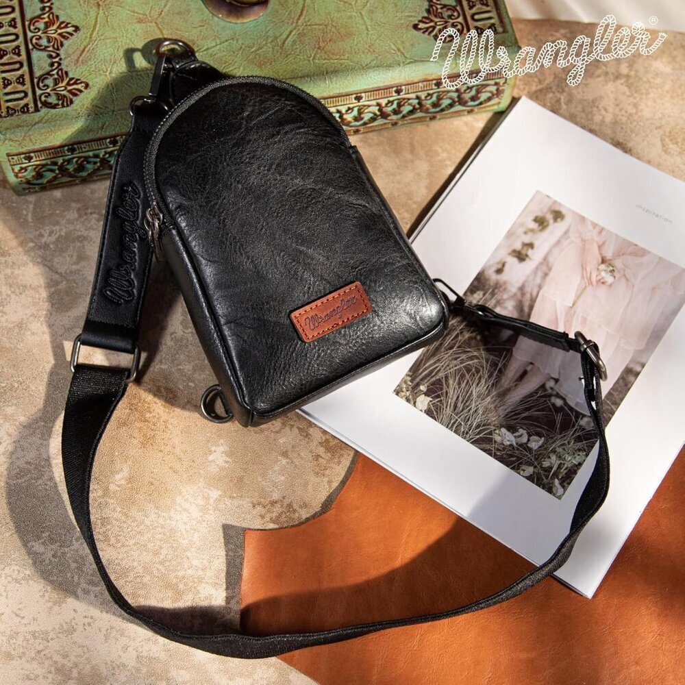 Small Crossbody Sling Bag Vegan Leather Adjustable Compact Travel Gift - Picture 7 of 8